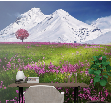 Fotomural naturaleza montañas nevadas florecen - TenVinilo