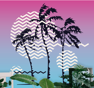 Fotomural naturaleza palmas y olas - TenVinilo