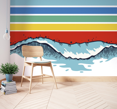 Fotomural naturaleza patrón de olas estilizadas - TenVinilo