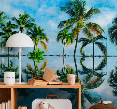 Fotomural naturaleza reflejos de palmeras lujosas - TenVinilo