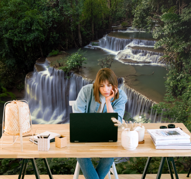 Fotomural naturaleza retiro tranquilo junto a la cascada - TenVinilo
