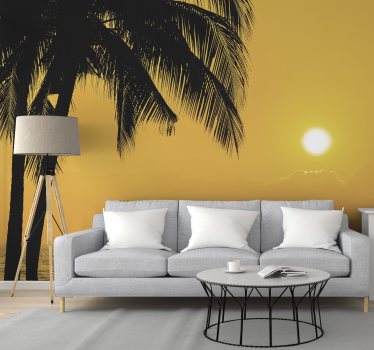 Fotomural naturaleza silueta de palmera al atardecer - TenVinilo