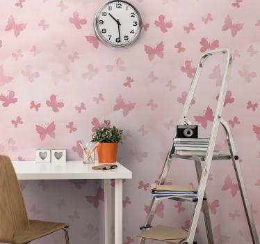 Fotomural niñas mariposas con fondo rosa - TenVinilo