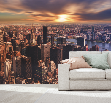 Fotomural nueva york atardecer en el horizonte urbano - TenVinilo