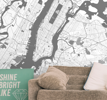 Fotomural nueva york mapa detallado de nueva york - TenVinilo