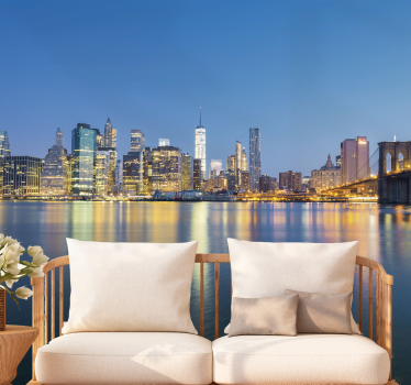 Fotomural nueva york puente de brooklyn y skyline - TenVinilo