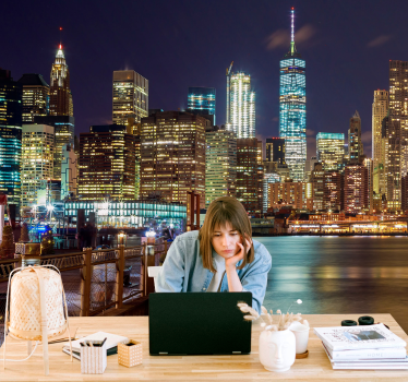 Fotomural nueva york skyline nocturno - TenVinilo