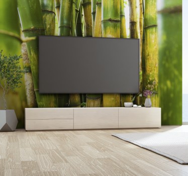 Papel pintado paisaje verde bambú realista - TenVinilo
