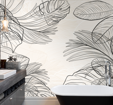 Fotomural para baño Formas de hojas delgadas de colores cálidos - TenVinilo