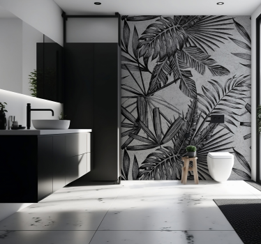 Fotomural baño hojas y plantas - TenVinilo