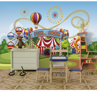 Fotomural pared infantil parque de atracciones - TenVinilo