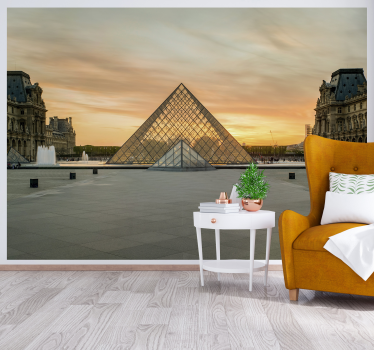 Fotomural parís atardecer en la pirámide del louvre - TenVinilo