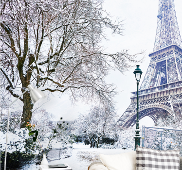 Fotomural parís torre eiffel en nieve - TenVinilo