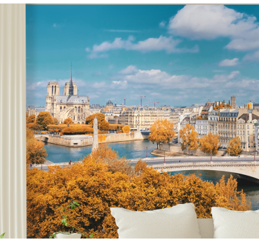 Fotomural parís vista de otoño de notre dame - TenVinilo