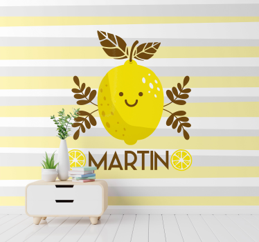 Mural de pared infantil limón sonriente decoración - TenVinilo