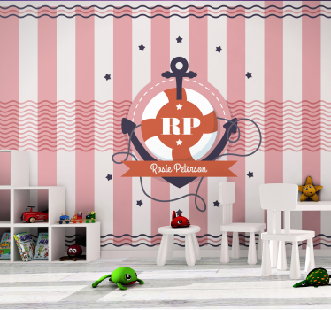 Mural de pared infantil diseño náutico personalizado - TenVinilo