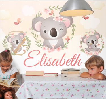 Fotomural personalizable koala familia encantadora - TenVinilo