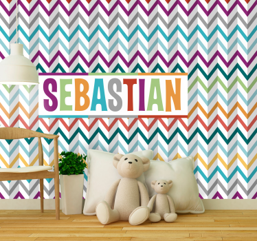 Mural de pared infantil patrón chevron colorido - TenVinilo