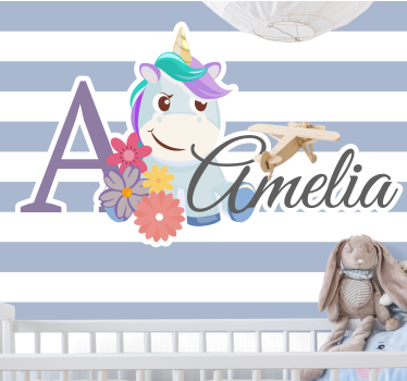 Fotomural personalizable tema de unicornio encantador - TenVinilo