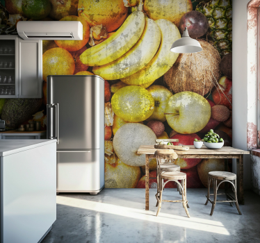 Mural para cocina fruta sobre hormigón - TenVinilo