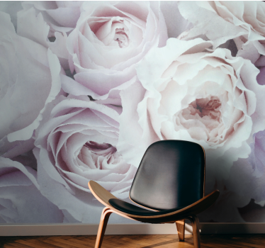 Papel pintado 3D rosas románticas blancas y rosas - TenVinilo