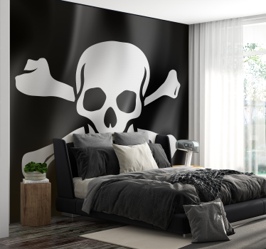 Papel pintado juvenil bandera pirata - TenVinilo