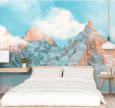 Mural de pared espesas nubes blancas entre montañas - TenVinilo
