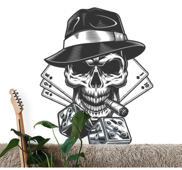 Fotomural salón Tarjeta con dados y calavera - TenVinilo