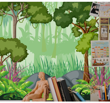 Fotomural selva paisaje de follaje vibrante - TenVinilo