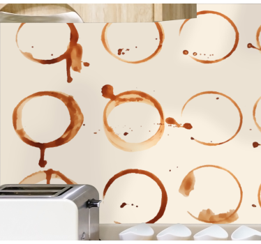 Mural para cocina patrones de anillos de café - TenVinilo