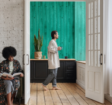 Papel pintado verde tablas color menta - TenVinilo