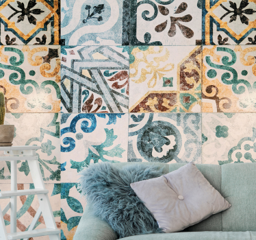 Fotomural texturas patrones de azulejos intrincados - TenVinilo