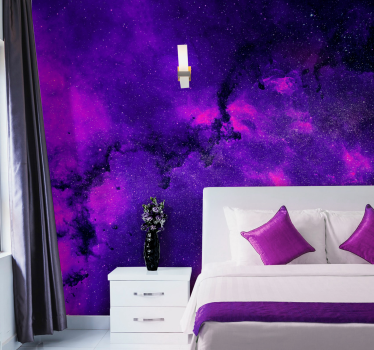 Mural pared dormitorio universo, estrellas y nebulosas - TenVinilo