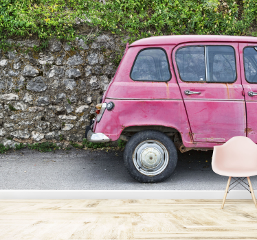 Fotomural vehículo coche vintage rosa - TenVinilo