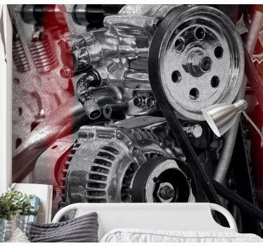 Fotomural vehículo detalle de componentes del motor - TenVinilo