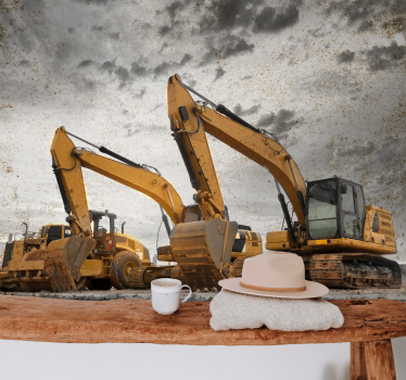 Fotomural vehículo exhibición de maquinaria de construcción - TenVinilo