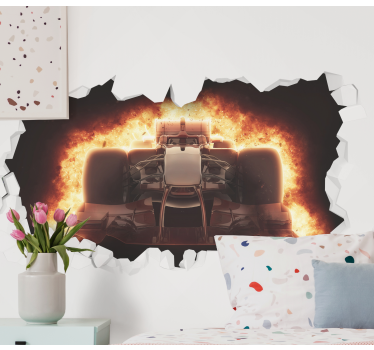 Fotomural vehículo explosión de coche de carreras - TenVinilo