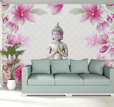 Mural Zen buda paisaje floral - TenVinilo