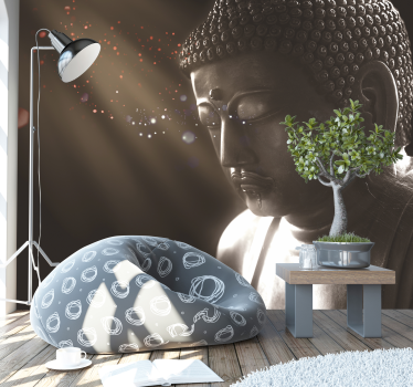 Mural Zen buda plateado salon dormitorio - TenVinilo