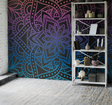 Mural Zen mandala plateado salon dormitorio - TenVinilo