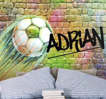 Papel pintado ladrillo graffiti pelota con nombre - TenVinilo