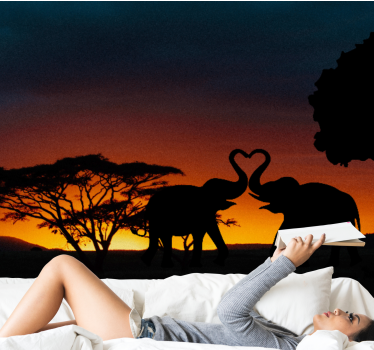 Fotomurales africanos Pareja de corazón de elefante - TenVinilo