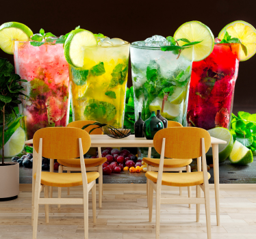 Mural para cocina cócteles de frutas - TenVinilo