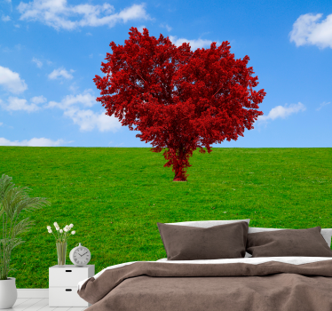 Mural de pared flores árbol en forma de corazón - TenVinilo
