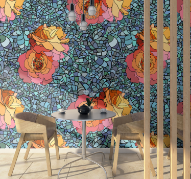 Mural de pared flores arreglo botánico vibrante - TenVinilo