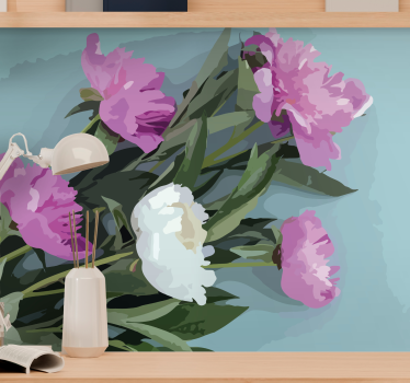 Mural de pared flores arreglo de flores peonía - TenVinilo