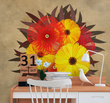 Mural de pared flores arreglo de flores vivas - TenVinilo