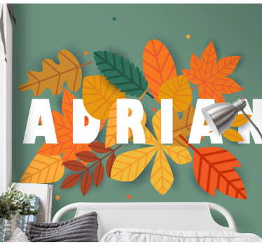 Mural de pared flores arreglo de hojas de otoño - TenVinilo