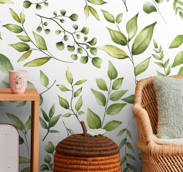 Mural de pared flores arreglo de hojas exuberantes - TenVinilo