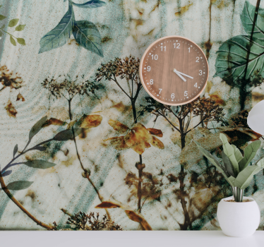 Mural de pared flores arreglo de hojas florales - TenVinilo
